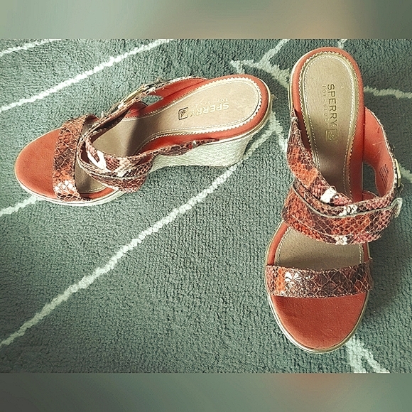 Sperry Top Sider Snake Print Espadrilles Wedge Sandals - Picture 8 of 13